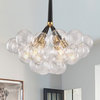 Contemporary Clear Glass Bubble Chandelier, Black, 6 Lights