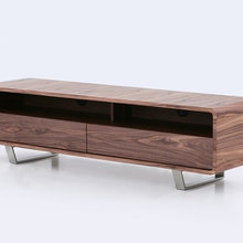Modern Wood Veneer High Gloss Finish Metal TV Stand