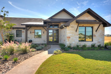 Example of a transitional exterior home design