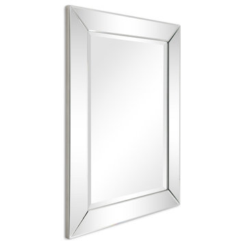 Moderno Beveled Rectangle Wall Mirror, 1"-Beveled Center Mirror, 40"x 30"