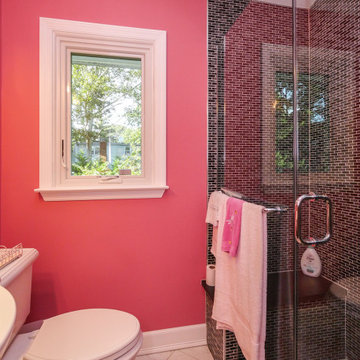 Stylish Bathroom with New White Casement Window - Renewal by Andersen Long Islan