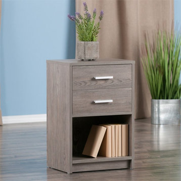 Winsome Molina 2-Drawer Transitional Wood End Table in Ash Gray