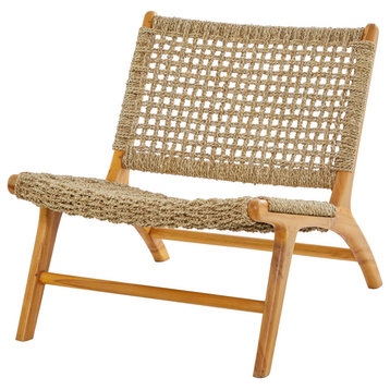 Modern Light Brown Teak Wood Accent Chair 561732