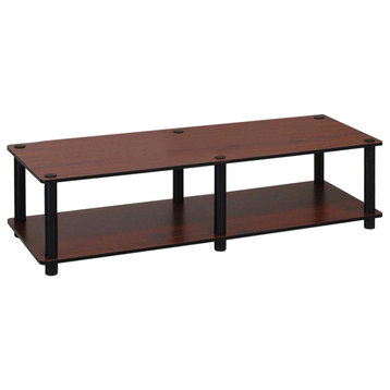 Furinno 11175DC(BK/BK Just No Tools Wide TV Stand, Dark Cherry With Black Tube