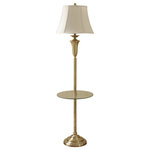 StyleCraft Home Collection - Antique Brass Finish Steel Table Floor Lamp With Natural Linen Fabric Shade - Accent your decor with this lovely Floor Lamp.