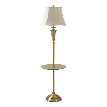 brass floor lamp with glass shelf