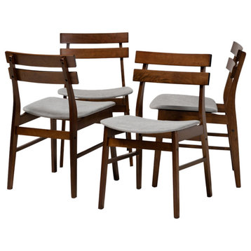 Haydon 4-Piece Dining Chair Set, Light Gray/Walnut