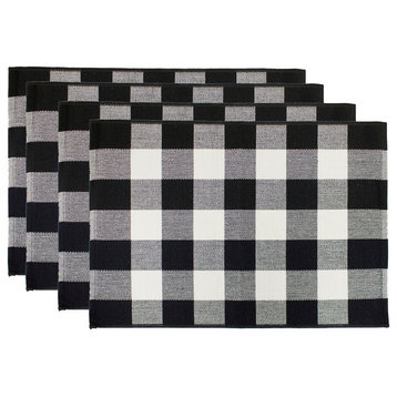 Rustic Buffalo Check with Rolled Hem Edge 13x19 Inch Placemats, Set of 4