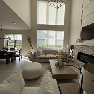 Smart Roller Shades for a High-Ceiling Modern Home