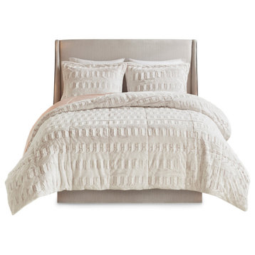 Madison Park Gia Long Faux Fur Comforter Mini Set, Blush, Full/Queen