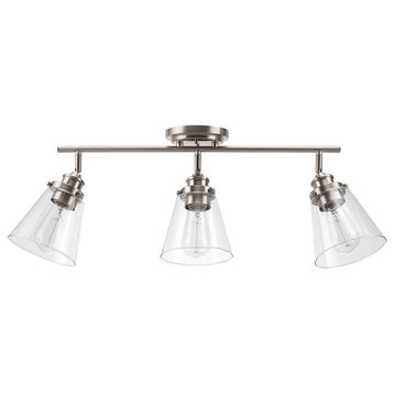 Jackson 3-Light Brushed Nickel Track Lighting with Clear Glass Shades