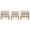 Bamboo Indoor/Outdoor Sofa With Plaid Cushions, 3-Piece Set
