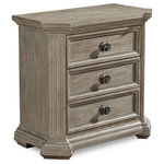 A.R.T. Furniture - A.R.T. Home Furnishings Arch Salvage Cady Nightstand, Parchment - With three tidy drawers surrounded by carved beaded molding, fluted corner posts and decorative drawer pulls, the Cady Nightstand makes a big statement in a small space. The nightstand is constructed of parawood solids and cathedral elm veneers, and is available in Parch, a light open-grained finish, or Mist, a neutral aged gray paint.