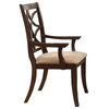 Homelegance Keegan Arm Chair With Beige Fabric Seat, Brown Cherry