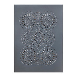 USA Handcrafted - Four Handcrafted Punched Tin Cabinet Panels Sturbridge Geometric, Country Tin - Kitchen Cabinetry