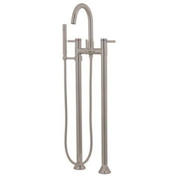 Kingston Brass Freestanding Tub Faucet With Hand Shower, Brushed Nickel