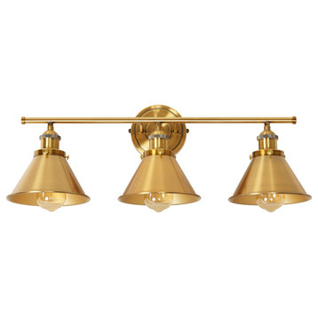 3-Light Industrial Wall Sconce With Cone Shade Metal