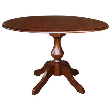 Traditional Dining Table, Wooden Pedestal Base & Circular Shaped Top, Espresso