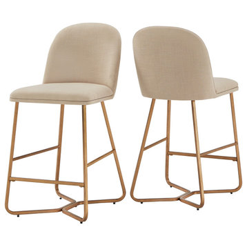 Paris Linen Upholstered Counter & Bar Chairs, Set of 2, Beige