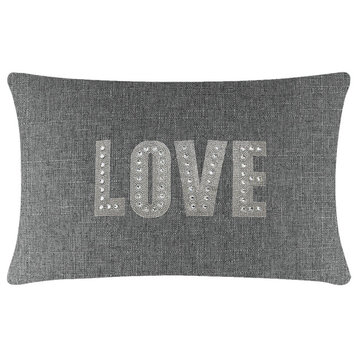 Sparkles Home Love Montaigne Pillow, Gray, 14x20"
