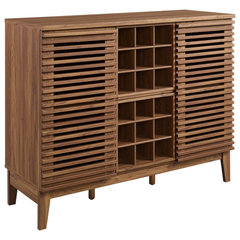 Pemberly Row 78 Farmhouse Wood Bar Unit in Medium Brown