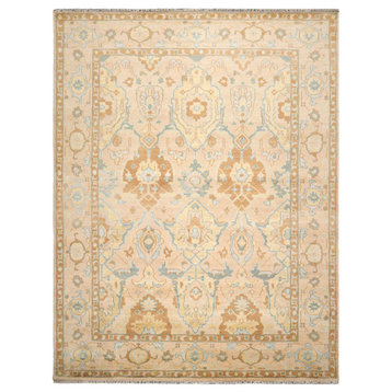 LoomBloom Muted Turkish Oushak Wool Area Rug, Pale Peace Color 9x12