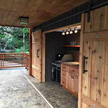 Double Out Door Barbeque Grill Barn Doors