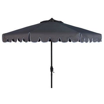 Safavieh Venice Single Scallop 9' Crank Umbrella, Gray/White