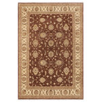 Bareens Designer Rugs - Oriental Ziegler Cristie Brown Beige Hand-Knotted Wool Rug - 9'1'' x 11'11'' - Enhance the ambiance of your home with this magnificent Persian-influenced Turkish hand-knotted rug made by skilled artisans capable of creating the most exceptional vegetable dyes and hand-spun wool. This exquisite handmade rug is a one-of-a-kind Peshawar Kafkaz, otherwise identified as Chobi, Chobi Peshawar, Oushak, or Ziegler rug. These handmade rugs are crafted in Pakistan utilizing superior-quality wool imported from Australia, New Zealand, and Korea in two types of weaves: the Persian weave and the Mori weave. This rug is meticulously crafted by hand using the finest natural vegetable dyes extracted from local plants. The artisans use a blend of hand-spun local and fine merino wool, resulting in a rug with a compelling texture, higher lanolin content, and longer staple. The artisans occasionally incorporate natural or artificial silk into the pile to enhance specific motifs. The finished product is an awe-inspiring execution of flawless design and an understated palette that exudes elegance.