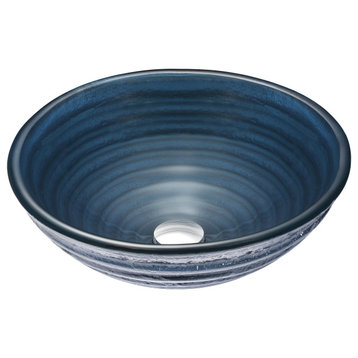 ANZZI Rongomae Glass Vessel Sink, Coiled Blue