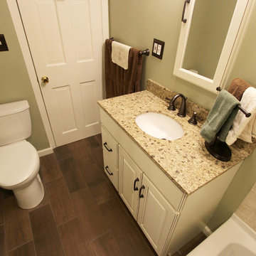 Burnt Sienna White Vanity with Granite Coutnertop and Tiled Shower ~ Akron, OH