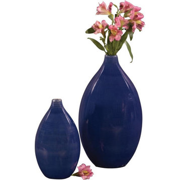 HOWARD ELLIOTT Vase Set Cobalt Blue Glaze 2