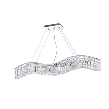 Glamorous 7 Light Down Chandelier With Chrome Finish
