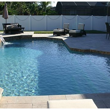 170 - Modern Geometric Pool with Sleek Waterfalls