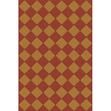 Joli Sol Checkers Red and Orange Vinyl Mat, 48x72 Rectangle