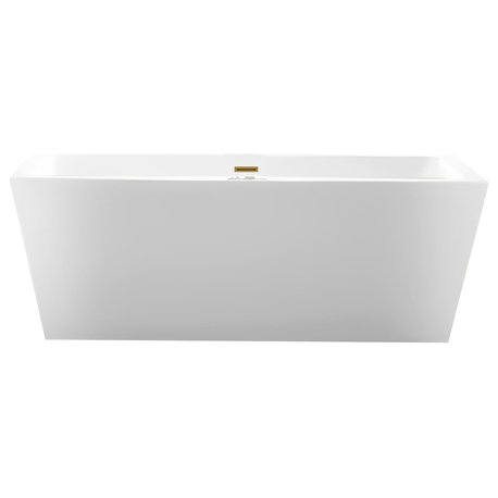 Freestanding Acrylic Bathtub, White/Titanium Gold, S, 59"
