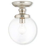 Livex Lighting - Livex Lighting 50901 Sheffield 1 Light Semi Flush Ceiling Fixture - Polished - Features: Designed to cast a soft ambient light over a wide area Clear glass globe shaped shade Dimensions: Height: 11.5" (measured from ceiling to bottom most point of fixture) Diameter: 8" Canopy Width: 6" Electrical Specifications: Bulb Base: Medium (E26) Number of Bulbs: 1 (Not Included) Bulb Included: No Watts Per Bulb: 100 Wattage: 100 Voltage: 120v