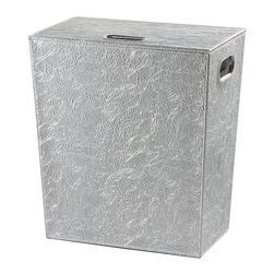 Perle 2563SK Chrome Leather Laundry Basket - Hampers
