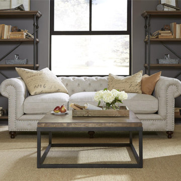 Berkeley 98" Tufted Linen Upholstered Chesterfield Sofa
