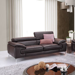 A973 Modern Premium Leather Sofa in Coffee by J&M Furniture - Sofas