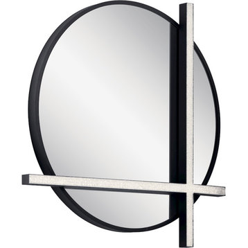 Elan Lighted Mirror, Matte Black/Cubic Zirconia