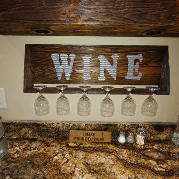 Distressed Pine Basement Bar Cabinets