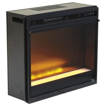 Bowery Hill Electric LED Glass Stone Fireplace Insert in Black