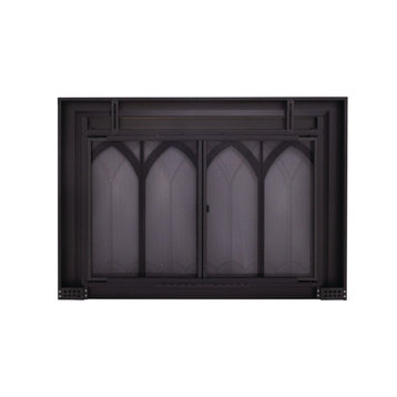 Pleasant Hearth Collin Collection Fireplace Glass Door, Black, Small