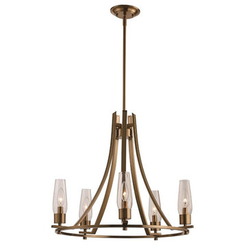 5 Light Chandelier in Antique Gold with Clear Glass