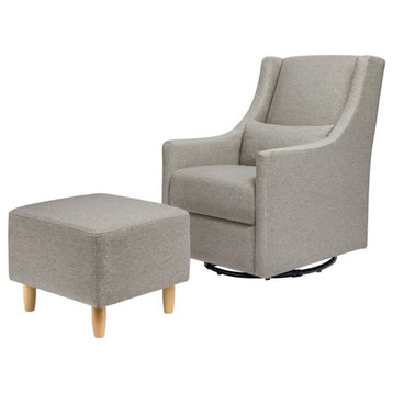 Babyletto Toco Swivel Glider and Ottoman in Performance Gray Eco-Weave