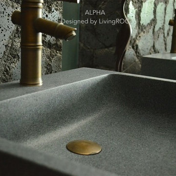 GRAY GRANITE BATHROOM VESSEL SINK 22"x18"-ALPHA