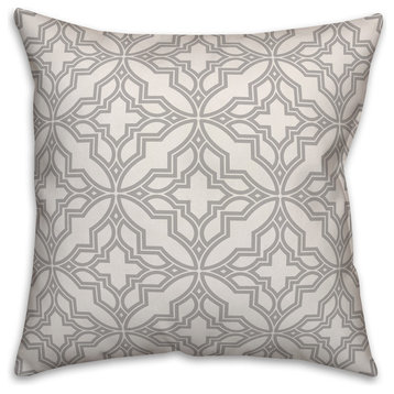 Gray and White Geo Quatrefoil 20x20 Throw Pillow Cover