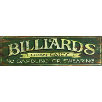 Distressed Billiards Open Daily Wall Art