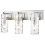 Z-Lite - Z-Lite 3035-3V-BN Fontaine 3 Light Vanity in Brushed Nickel - A clean, classic feel that blends with any decor, this two-light vanity fixture flaunts a rubbed brass finish and steel construction. The glass cylinder shade is enhanced with a ripple texture and ensures the perfect ambiance in hallways or bathrooms.